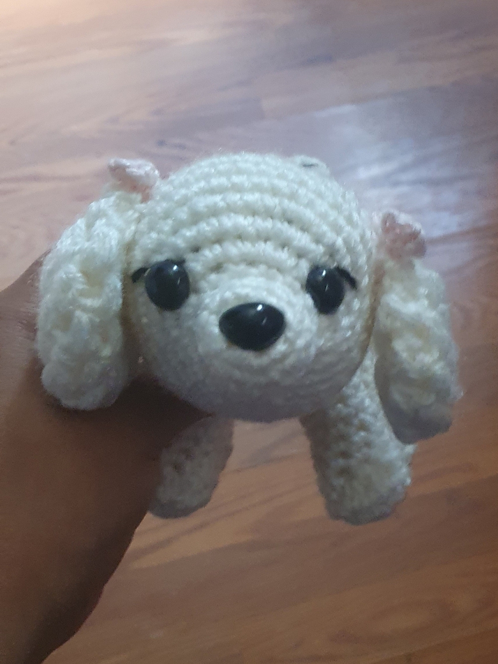 Handcrafted Cream Crochet Dog Plush Toy for Kids